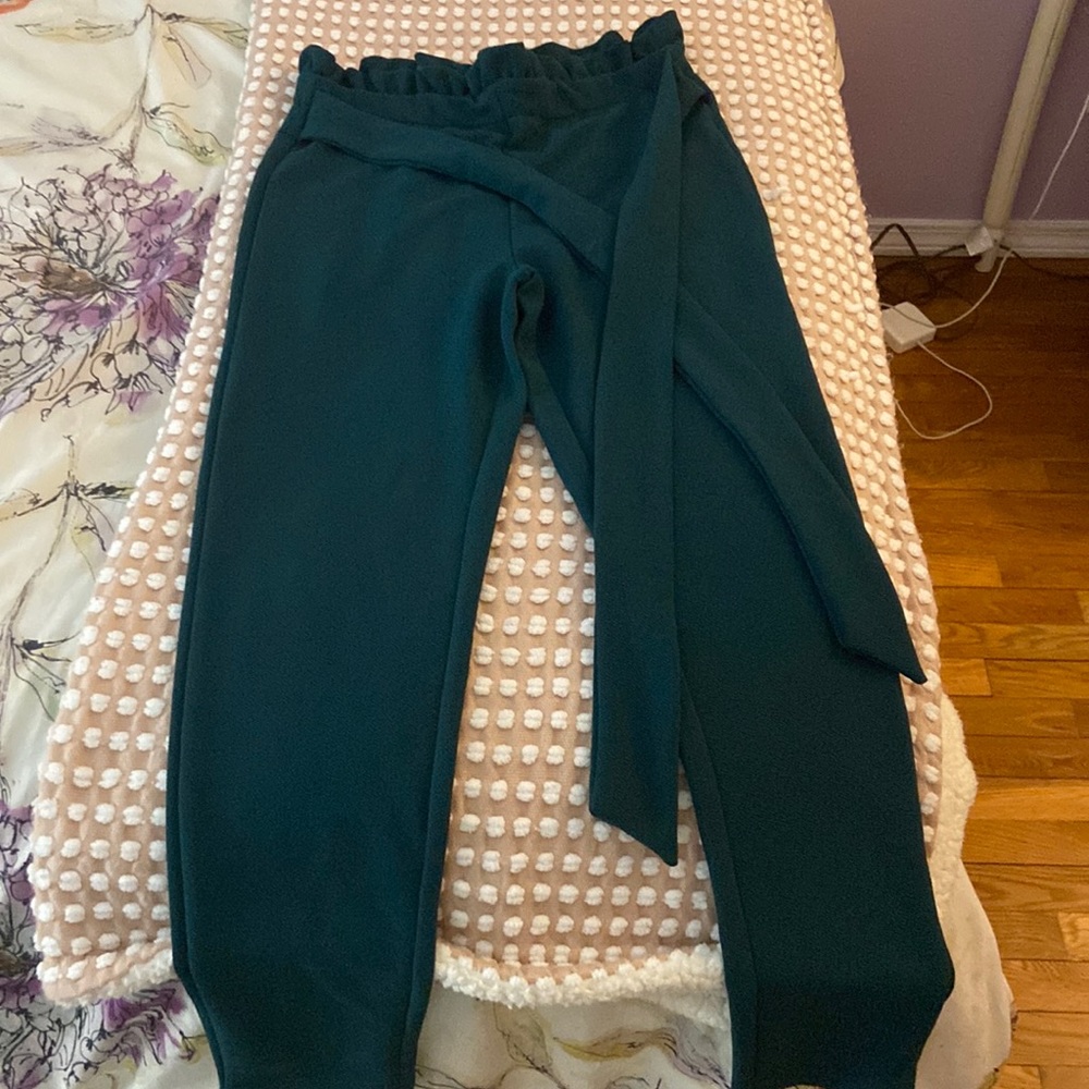 Blue/green high waist pants SHEIN